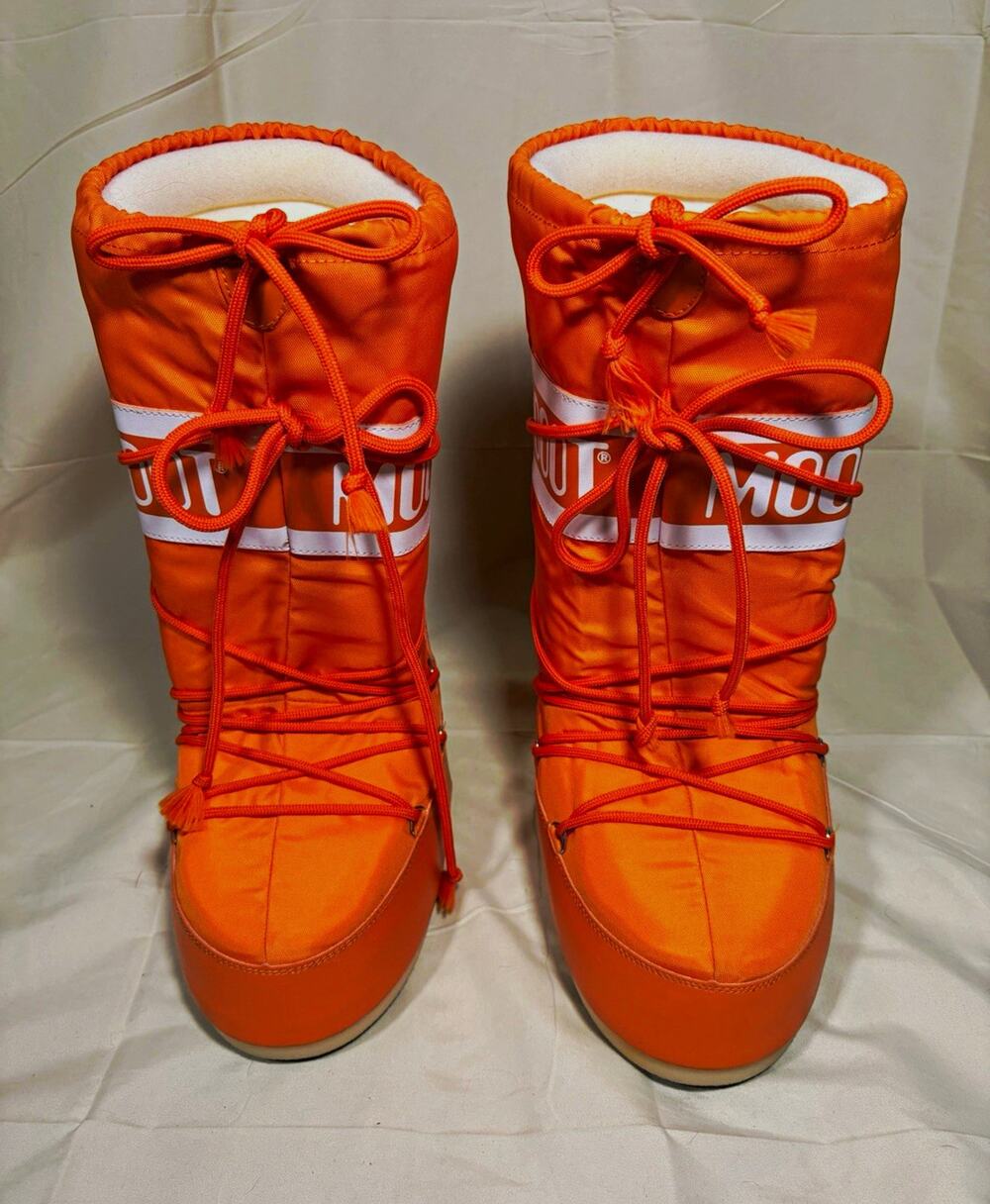 Moon Boot Rare Nylon Women’s Lace-Up Padded Mid-Calf Snow Boots US 7/8.5 Orange